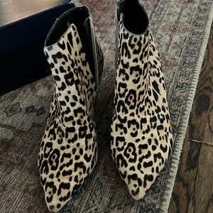 leopard suede booties kitten heel